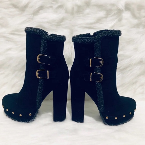 Kazi Black Suede, 5 inch heel, Ankle Boots - Picture 3 of 6